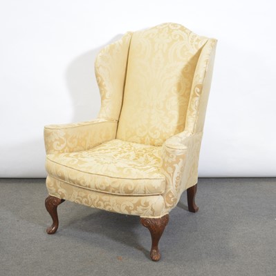 Lot 247 - George II style wing-back easy chair,, another wing-back chair, and another