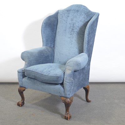 Lot 248 - George II style wing-back easy chair