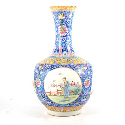 Lot 103 - Chinese porcelain blue-ground bottle vase