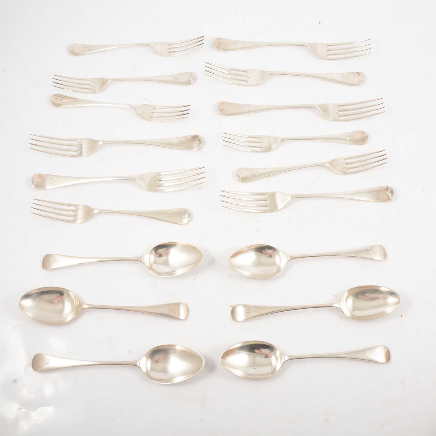 Lot 135 - Silver Old English pattern flatware, James