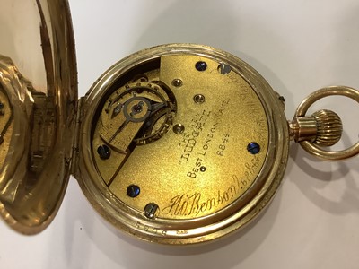 Lot 108 - J W Benson London - a 9 carat yellow gold full-hunter pocket watch.