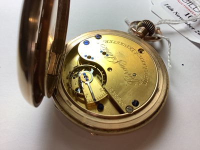 Lot 109 - Pearce & Sons - a 9 carat yellow gold full-hunter pocket watch