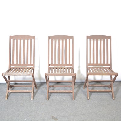 Lot 344 - Six Teak garden chairs