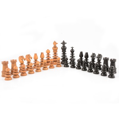 Lot 278 - 19th-century wooden chess set, possibly by Calvert