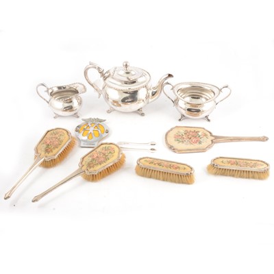Lot 196 - Silver part dressing table set, Mappin & Webb Ltd, Birmingham 1939, and other items.