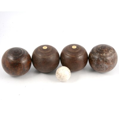 Lot 155 - Eight lignum lawn bowling balls. and two others.