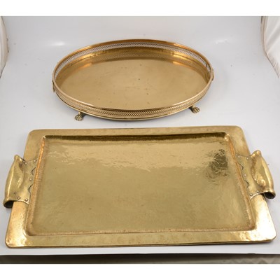 Lot 159 - Arts & Crafts beaten copper tray and other metalware