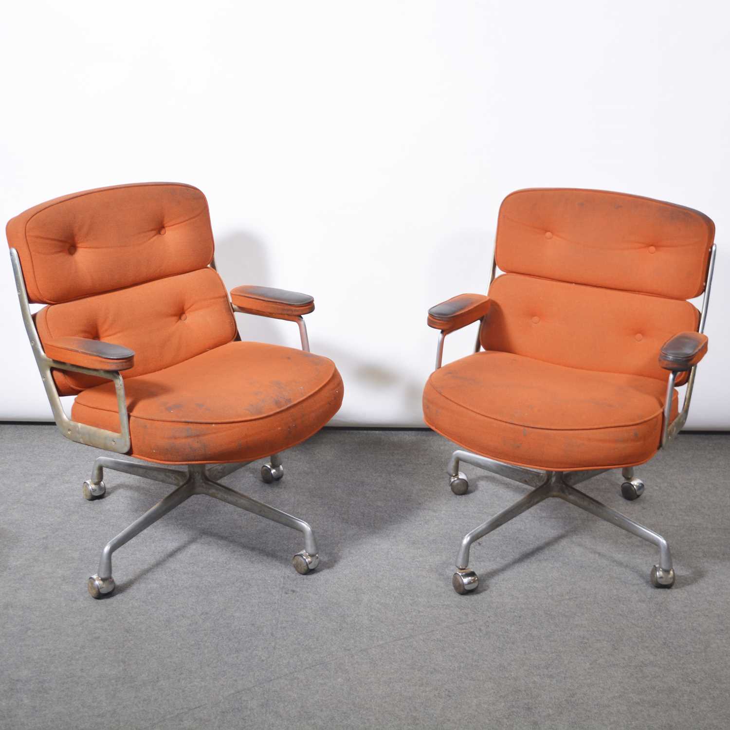 Lot 1081 - Charles and Ray Eames for Herman Miller, two armchairs, model ES104, 1970s