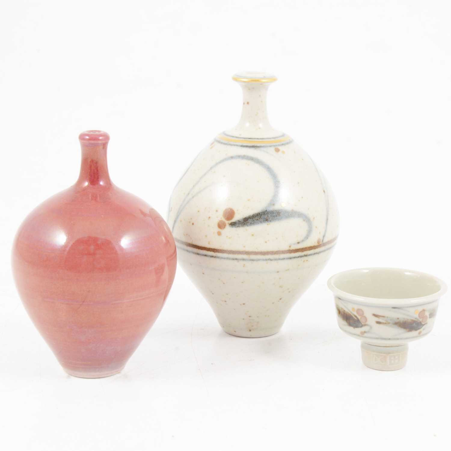 Lot 1039 - Derek Clarkson, three miniature porcelain vessels