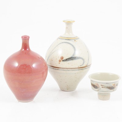 Lot 1039 - Derek Clarkson, three miniature porcelain vessels