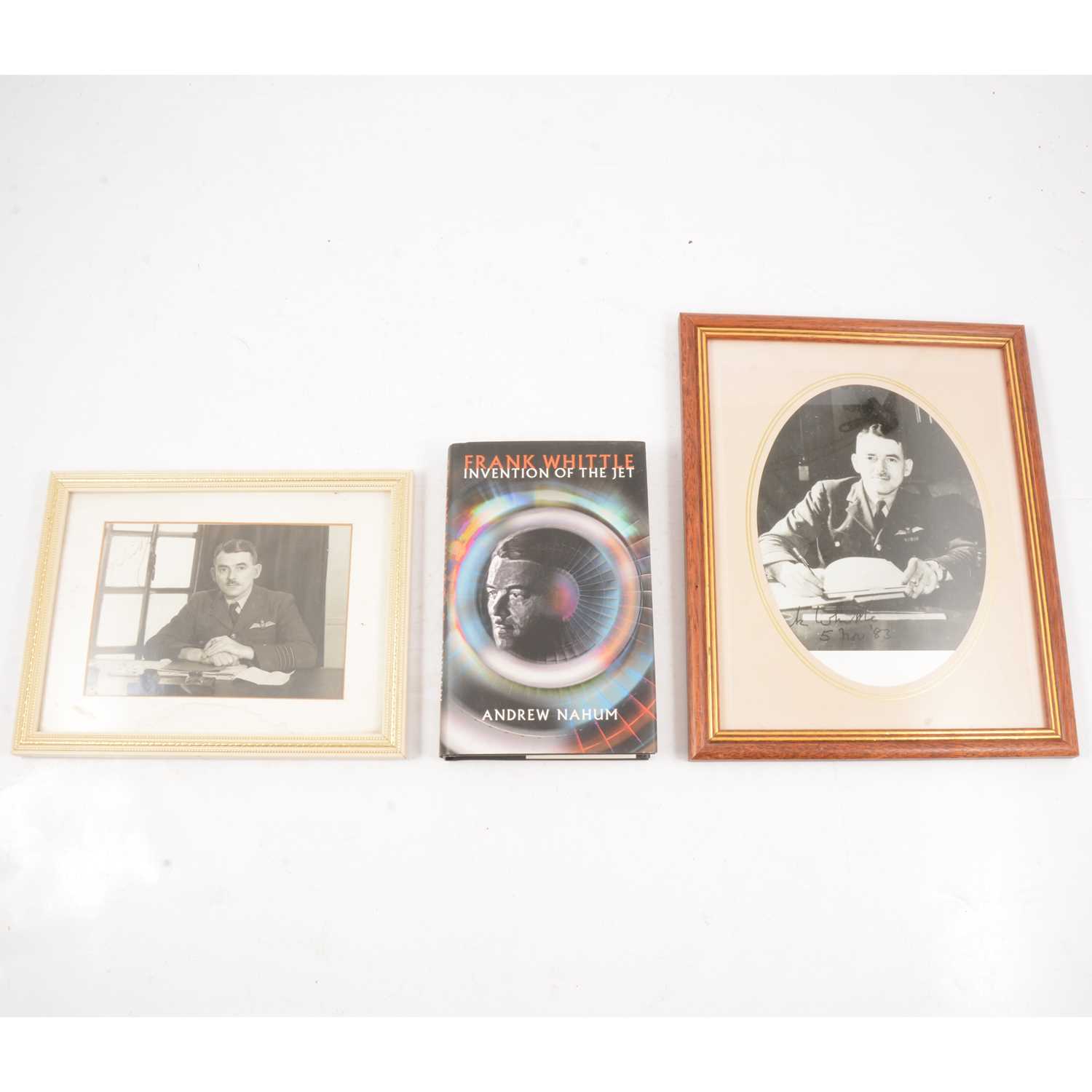 Lot 74 - Frank Whittle; signed photographs and Nahum, 'Invention of the jet engine'