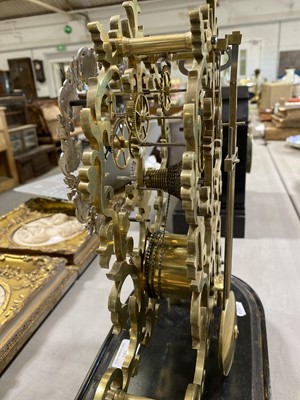 Lot 161 - Brass skeleton clock