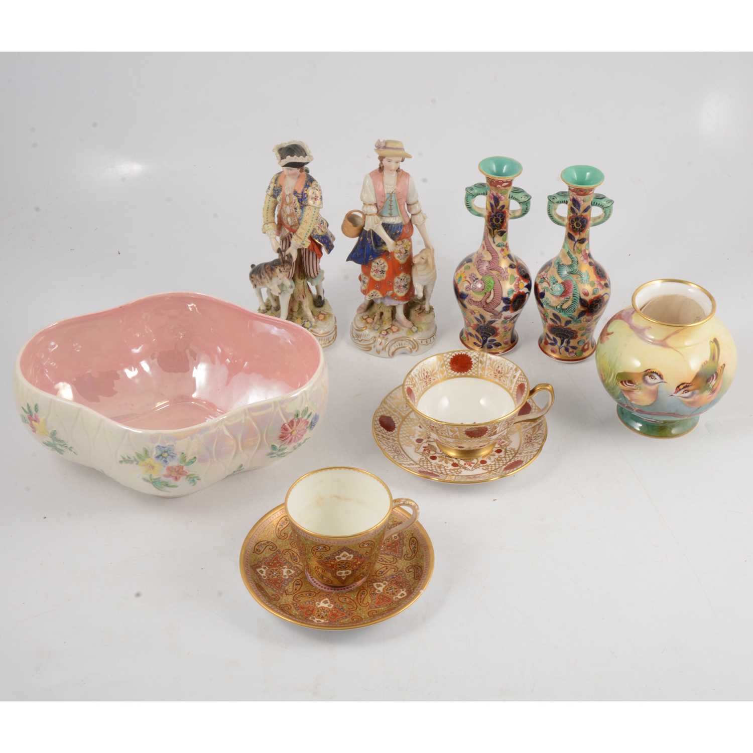 Lot 88 - A pair of continental figures and decorative china