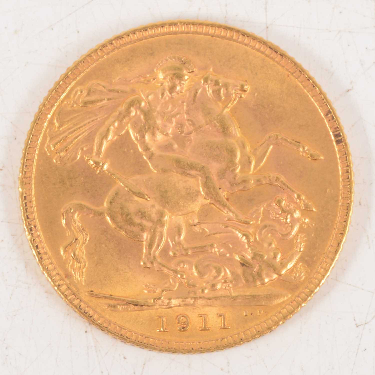 Lot 216 - George V gold Sovereign coin, 1911,