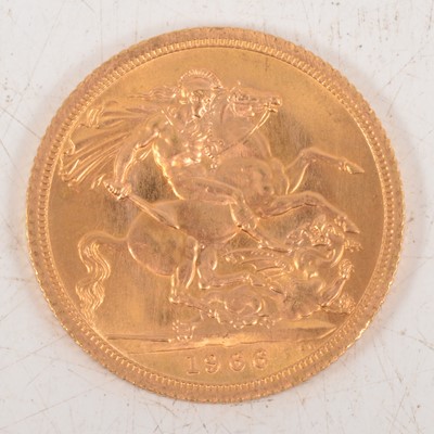 Lot 192 - Elizabeth II gold Sovereign coin, 1966