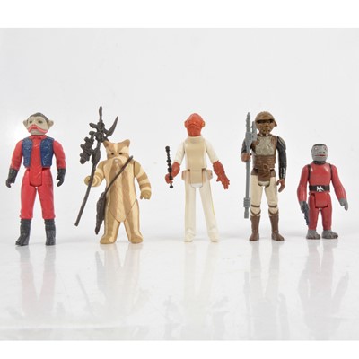 Lot 203 - Five original Star Wars figures, Snaggle Tooth, Lando Calrissian, Admiral Ackbar etc