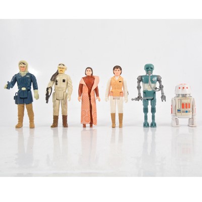 Lot 210 - Six original Star Wars figures, Rebel Commander, Han Solo (Hoth Outfit), Princess Leia etc