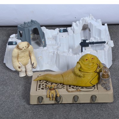 Lot 211 - Original Star Wars Jabba the Hutt and Imperial Attack Base, along with Hoth Wampa.