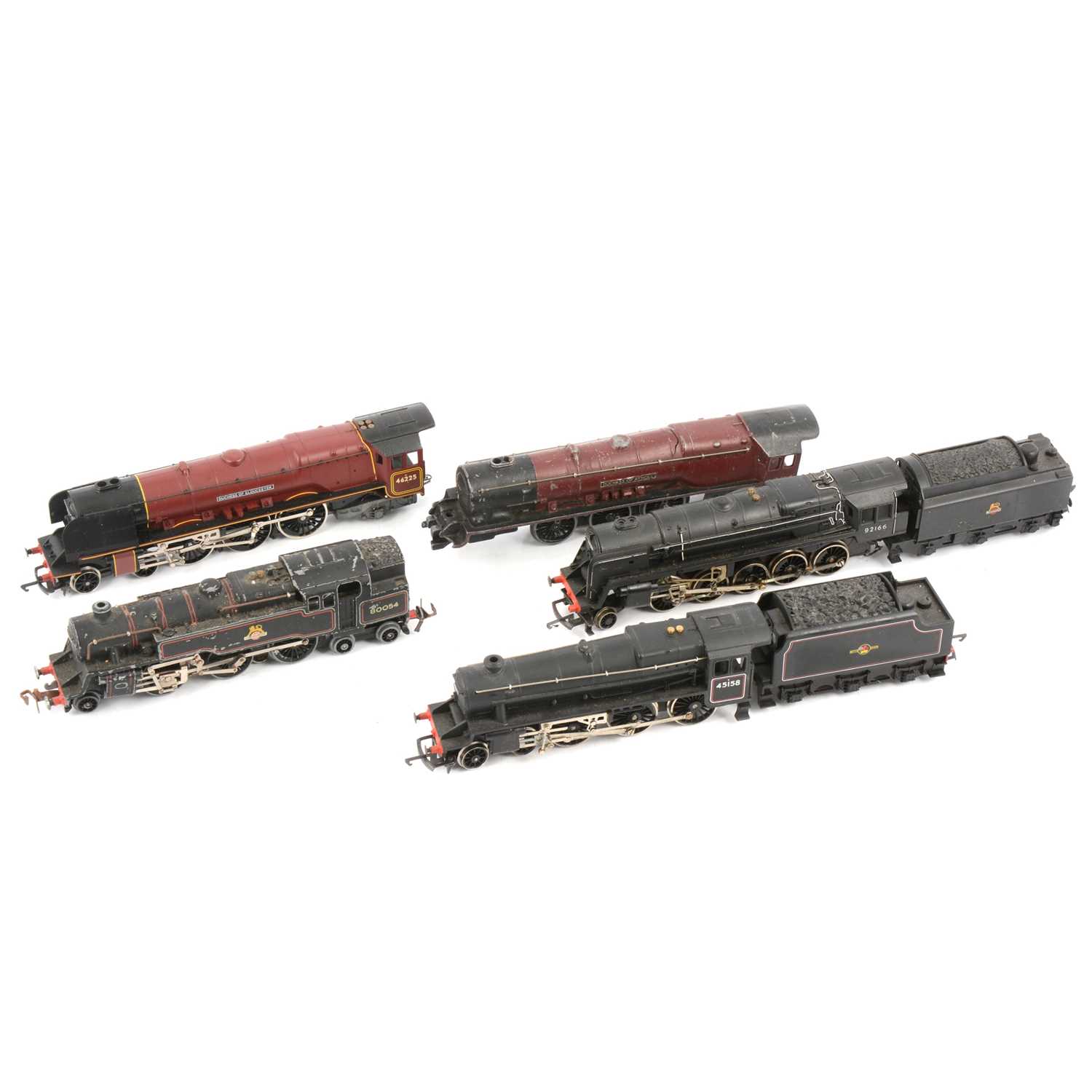 Lot 65 - OO gauge model railway locomotives; five including Hornby Black 5, 4-6-0, 45158 etc