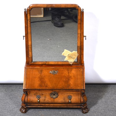 Lot 298 - Queen Anne style walnut toilet mirror