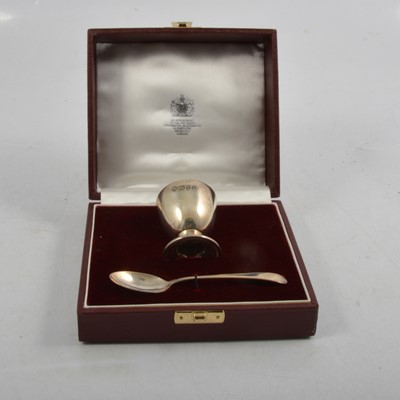 Lot 240 - Silver eggcup and spoon set, Asprey & Co Ltd, London 1990.