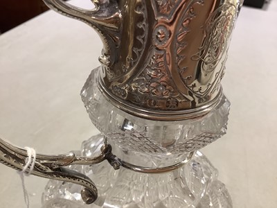 Lot 36 - Victorian cut-glass claret jug, with silver mounts, Elkington & Co. Limited, Birmingham 1893