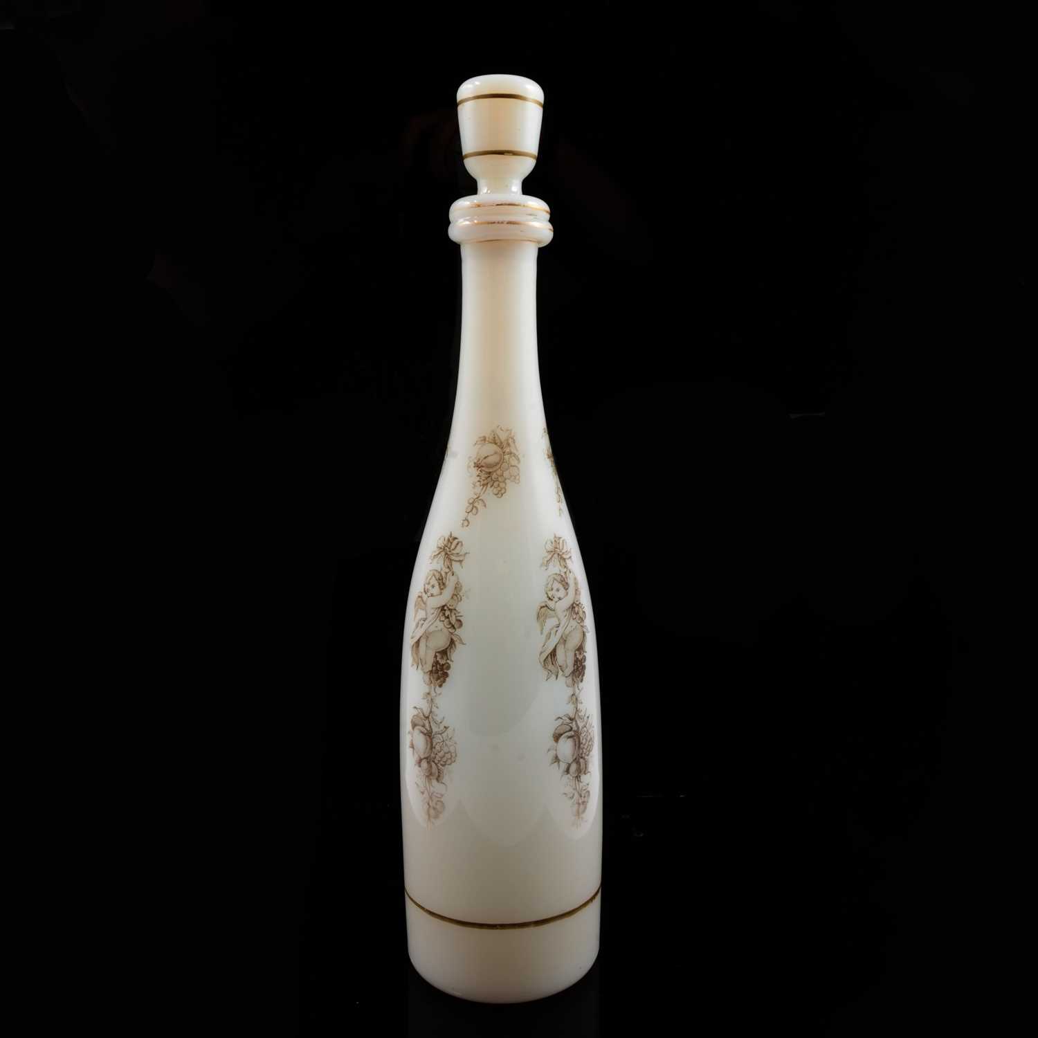Lot 34 - Victorian 'Vitrified' opaline glass decanter.