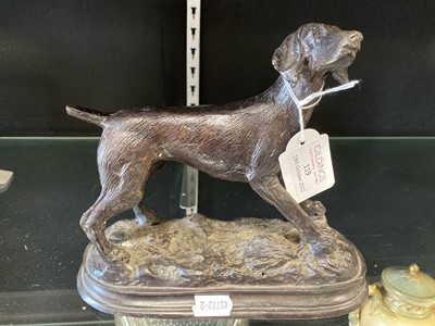 Lot 119 - Bronze retriever after Mene and two other sculptures