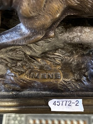 Lot 119 - Bronze retriever after Mene and two other sculptures