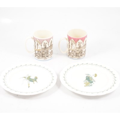 Lot 33 - Two Wedgwood of Etruria Gilbert and Sullivan Operas Mugs, two Royal Worcester Mikado plates.