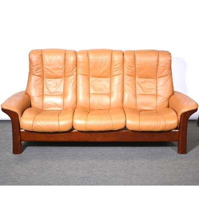 Lot 425 - Stressless tan leather three seat sofa