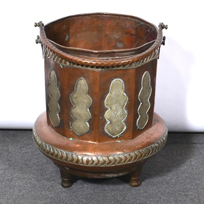 Lot 519 - Moroccan brass and copper log bin