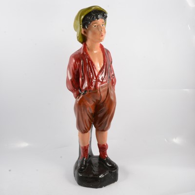 Lot 48 - A 1930s repainted plaster figure, Whistling Boy, 62cm.