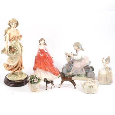 Lot 29 - Guiseppe Armani Florence 'Fresh Fruit', Royal Doulton and LLadro figures and other decorative ceramics.