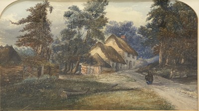 Lot 403 - Joseph Knight, Lady by thatched cottage.