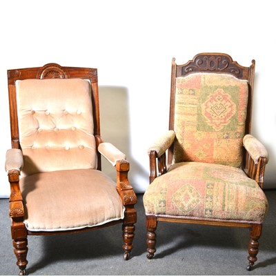 Lot 548 - Two Edwardian easy chairs.