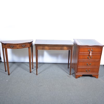 Lot 442 - Reproduction card table, console table and filing cabinet