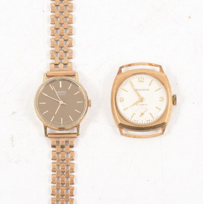 Lot 157 - Freeson - a 9 carat gold watch and Seiko - a watch on a 9 carat gold bracelet strap.