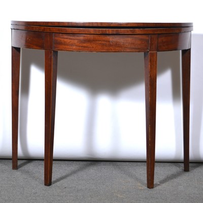 Lot 277 - George III mahogany demi lune tea table