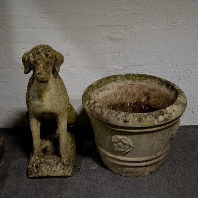 Lot 507 - Cast concrete model of a Hound and a planter