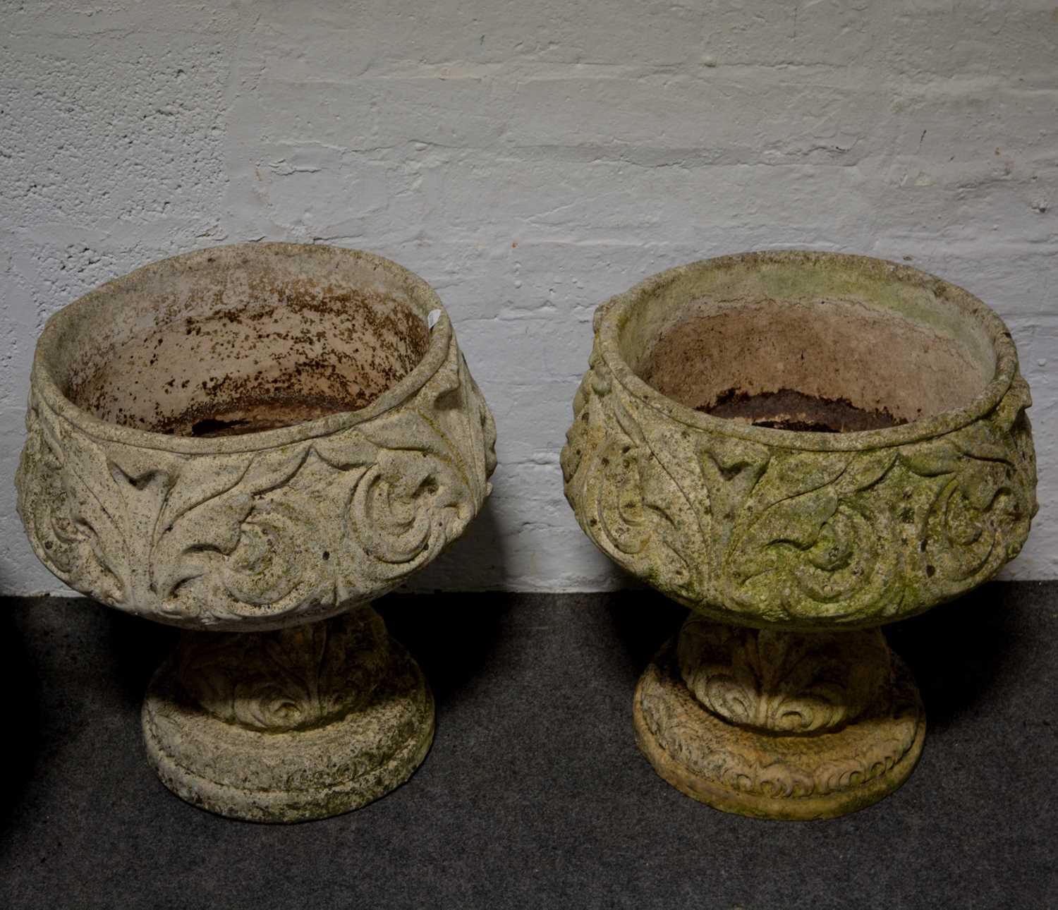 Lot 508 - Pair of concrete pedestal urns