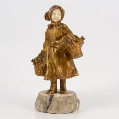 Lot 101 - Affirtunato Gory, gilt bronze and carved Ivory figure of a girl street vendor