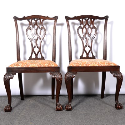 Lot 313 - Pair of Chippendale design mahogany dining chairs