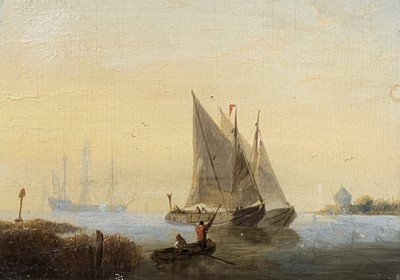 Lot 337 - Dutch School, Barges in an estuary