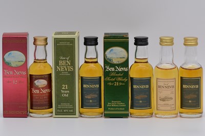 Lot 89 - Dew of Ben Nevis, five bottlings of miniature blended whisky