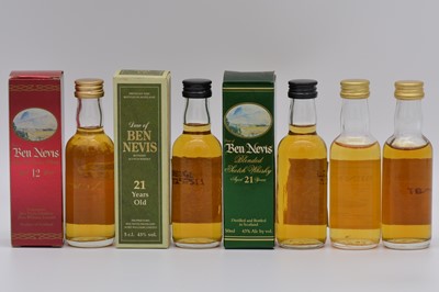 Lot 89 - Dew of Ben Nevis, five bottlings of miniature blended whisky