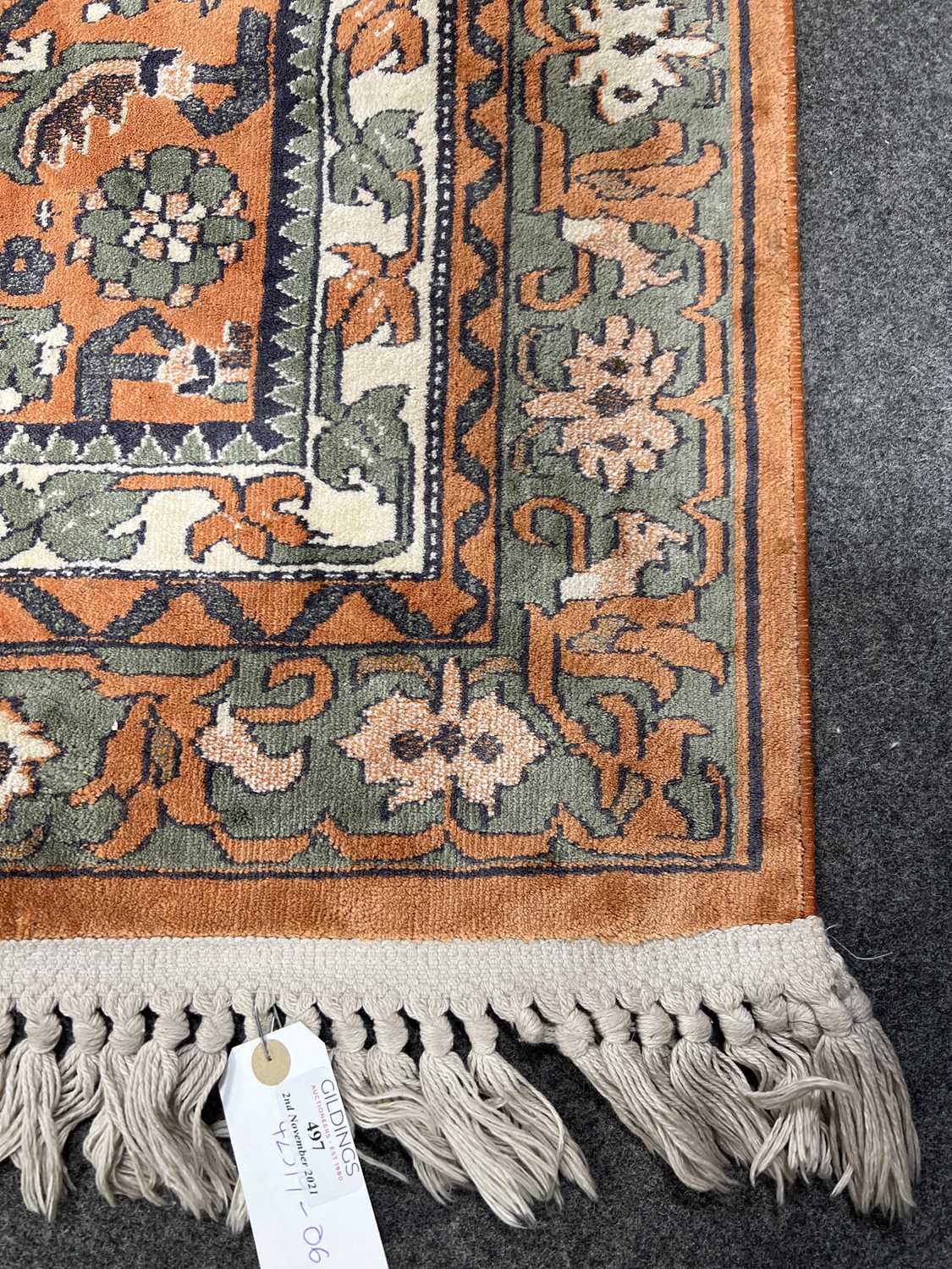 Lot 497 Persian pattern Belgium cotton rug