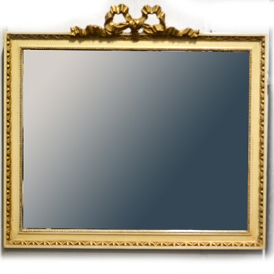 Lot 369 - Modern gilt framed mirror, tied ribbon crest