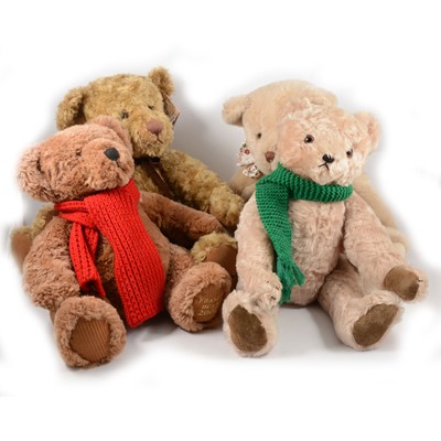Lot 288 - Four modern teddy bears, Hermann, Russ Berrie and Gina.