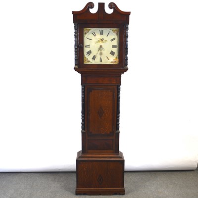 Lot 598 - Oak and mahogany longcase clock